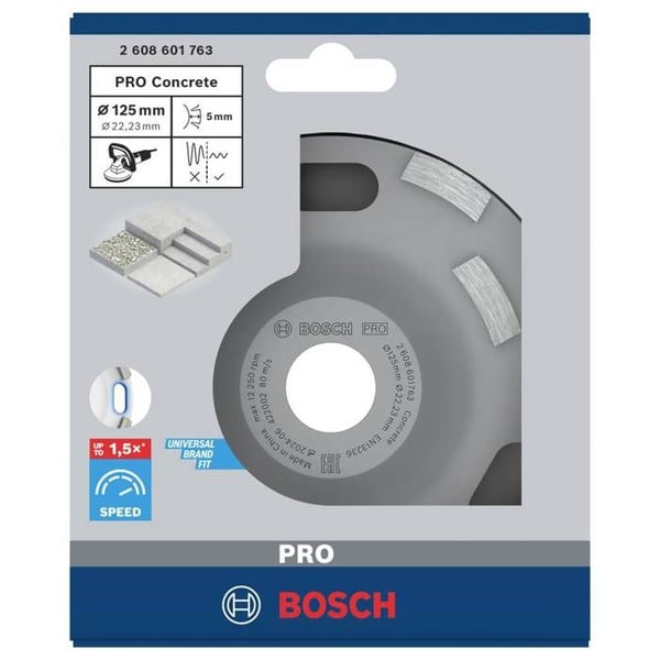 Meule assiette diamantée - Bosch - Expert för betong - 125 mm - Alésage 22,23 mm - Höjd 5 mm