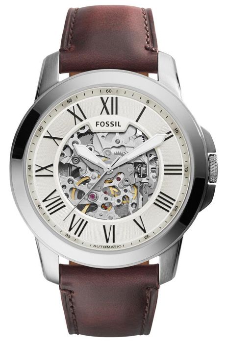 FOSSIL HERR 44MM BRUN LÄDERREM AUTOMATISK BEIGE URUR ME3099