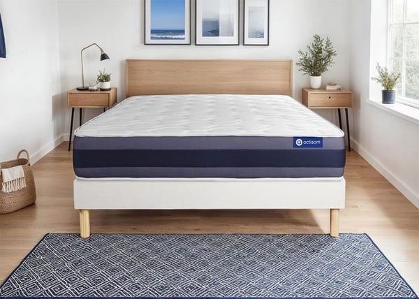 Madrass- och boxspringset 130x210 cm - Actiflex Morpho - Vitt boxspringkit