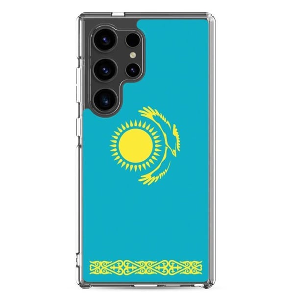 Mobilskydd – Officiell Kazakstans flagga – Kompatibel med Samsung Galaxy S24 – Mjuk etui – Motståndskraftig och stötsäker – Pixelforma