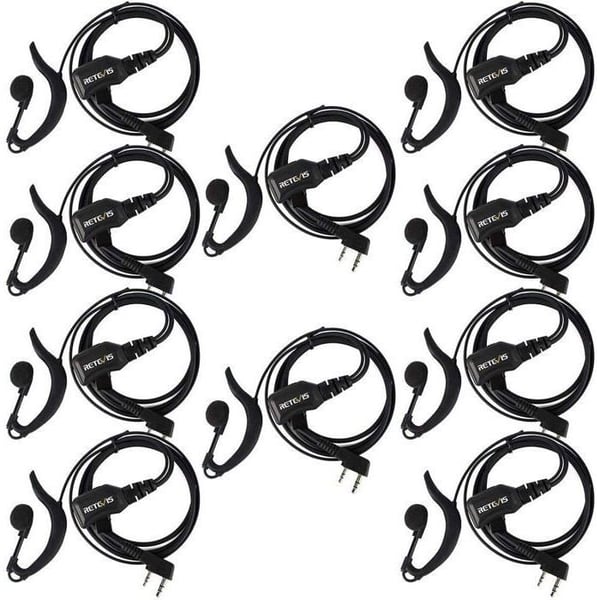 Retevis R111 Talkie Walkie Öronlur Typ G 2 Stift Volymjusterbar Hörlurar För RT24 RT27 RT21 Baofeng BF-888s (10 Stk)