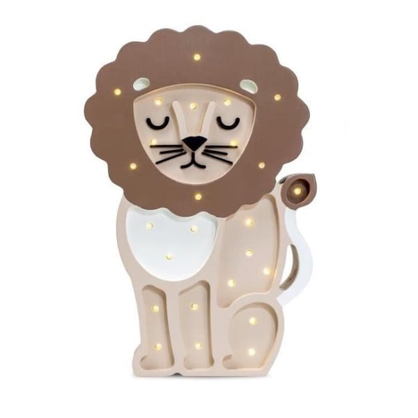 Bordslampa LED - Lejon - Naturlig furu - Höjd 36 cm - Kenya Coffee (brun)