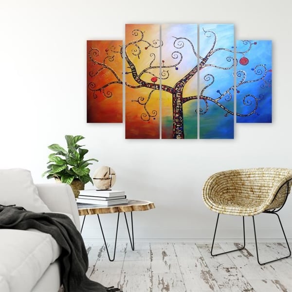 Målning, tryck på duk - Another Tree of Life cm. 150x100 Typ A2 (5 paneler)