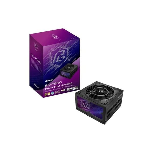 Asrock 750W 80 PLUS Gold Steel Legend Strömförsörjning Fullständig Skydd Svart
