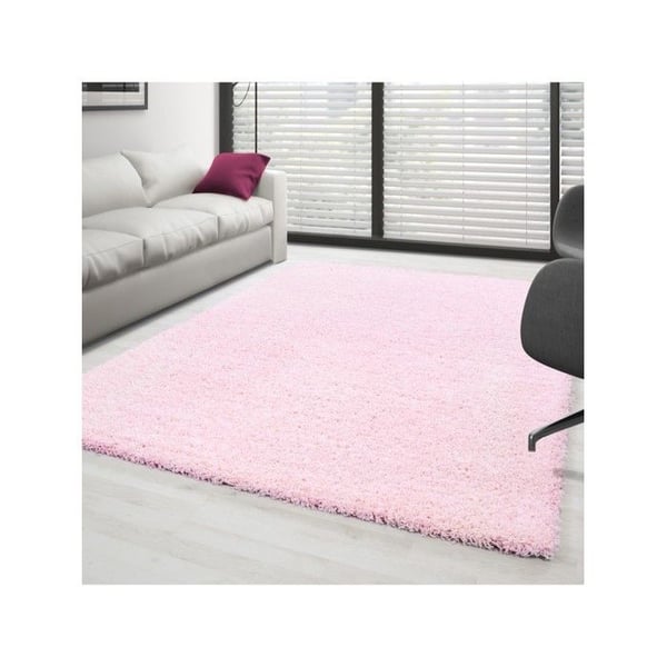 Mjuk och fluffig shaggy matta 30 mm för vardagsrum och sovrum (Dimension: 120 cm rund - Färg: Rosa)