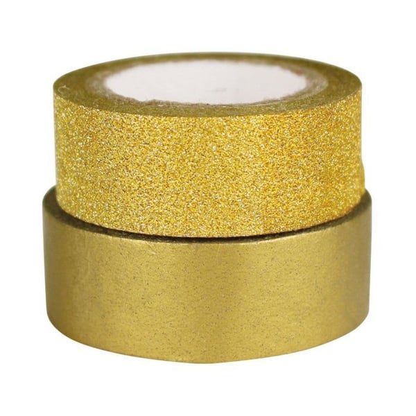 MégaCréa DIY - Guldglittrande och enhetligt guld tejp 2 stycken