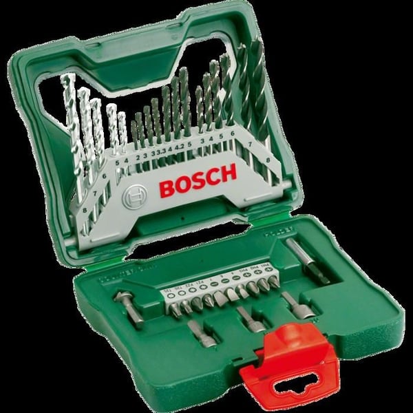 X-Line titanlåda med 33 delar - BOSCH - 7 HSS-R metallborrar Ø 2-5 mm - Skruv - Pansar för många ändamål