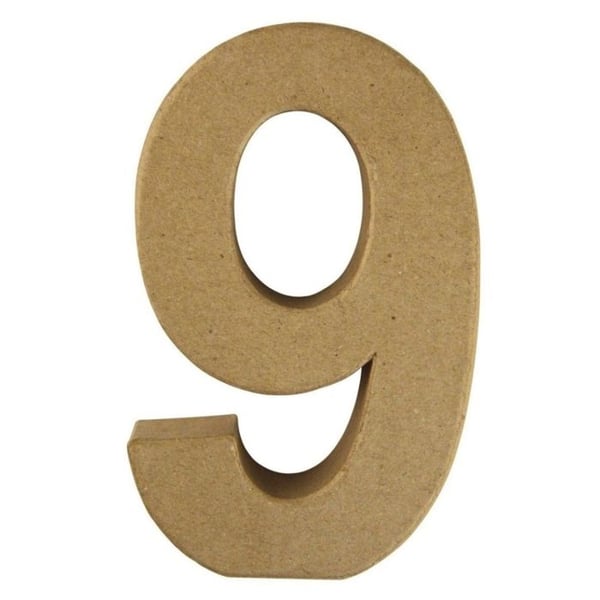 Pappersmaché-siffra - RAYHER - 9 - FSC Återvunnet 100% - 15x9,4x3cm