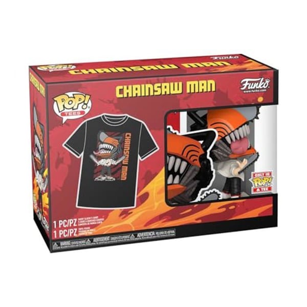 T-shirt med Figur - Funko - Chainsaw Man - Kvalitetsvinyl - Perfekt Present - Unisex