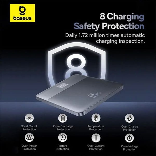 Extern batteri - BASEUS - Blade - 12000mAh - 2x Type-C - 65W - Silver