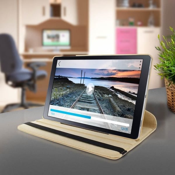 Hus - AVIZAR - Samsung Galaxy Tab A 10.5 - Ekologiskt läder - 360° Stöd - Gul