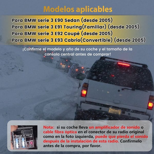 AWESAFE Autoradio Android 13 för BMW Series 3 E90 E91 E92 E93 1Go+32Go med 7'' Pekskärm GPS Carplay Android Auto Bluetooth