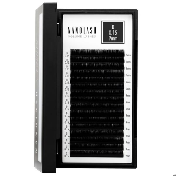 Fransar - NANOLASH - Volymfransar - 0.15 D curl - 9mm - Svart