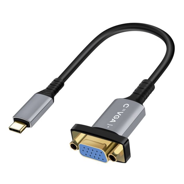 USB C / VGA Adaptator Kabel Full HD 1080p 20cm LinQ Grå