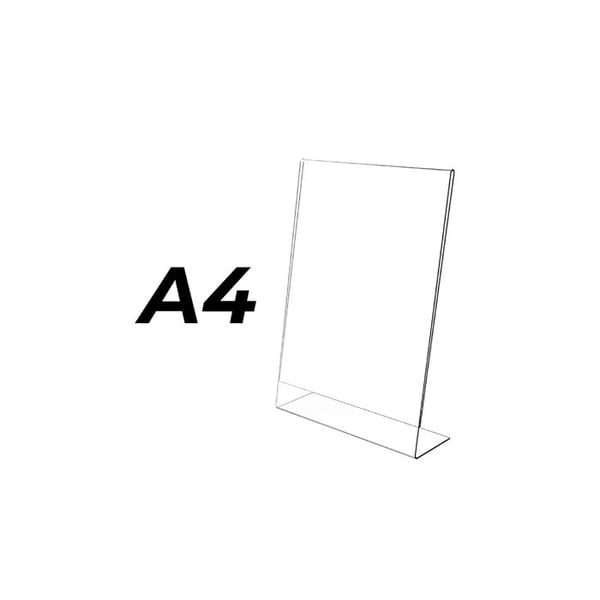 Vinklad Presentationsställ i Methakrylat 3mm A4 (21x29,7cm)