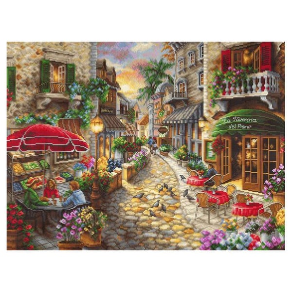 LetiStitch korsstygnsset - Kvällens början i Avola 44x33 cm