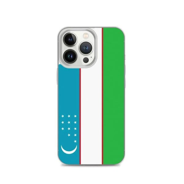 Telefonskal - PIXELFORMA - Uzbekistan Flagga - Kompatibel med iPhone 13 Pro - Flexibel - Stötdämpande