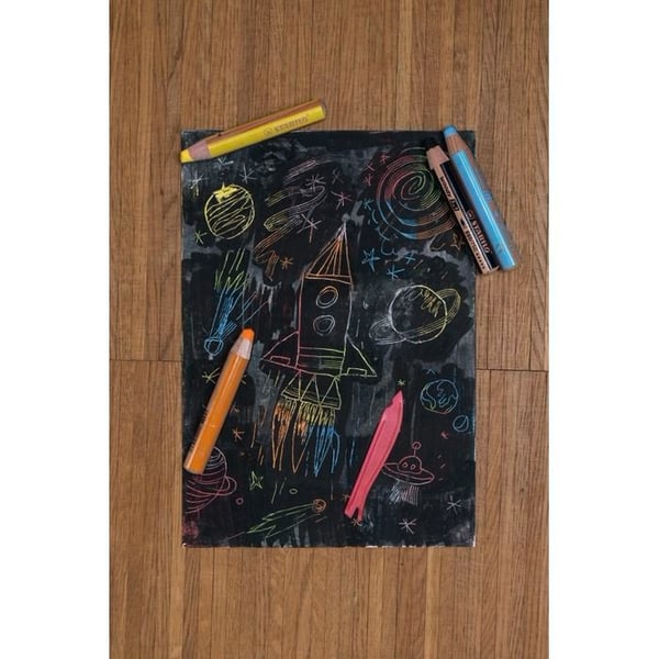 Crayon 3 i 1 - STABILO - Woody - Blå - Aquarellbar - Fet krita - 10 mm