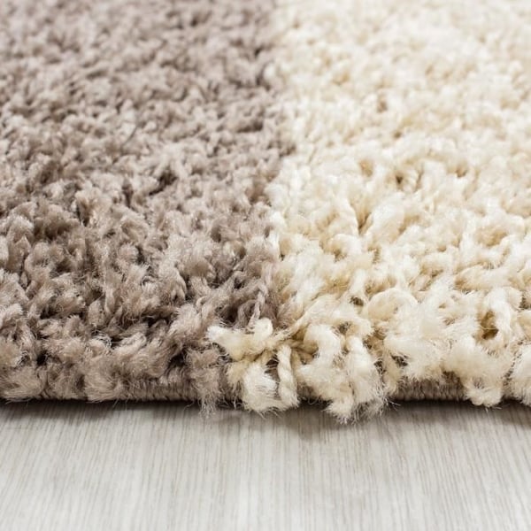 Tapis Shaggy - Ayyildiz - Rutigt mönster - Brunt-Vitt-Beige - 80x250 cm - 30 mm höjd på lugg
