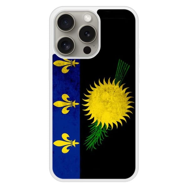 Silikonskal med förstärkt tryck kompatibel med Apple iPhone 15 Pro Guadeloupens flagga