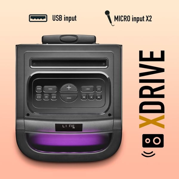 NGS WILD SPACE 1: 900W festhögtalare BT/TWS, USB/AUX, LED, vagn, 6h batteri.