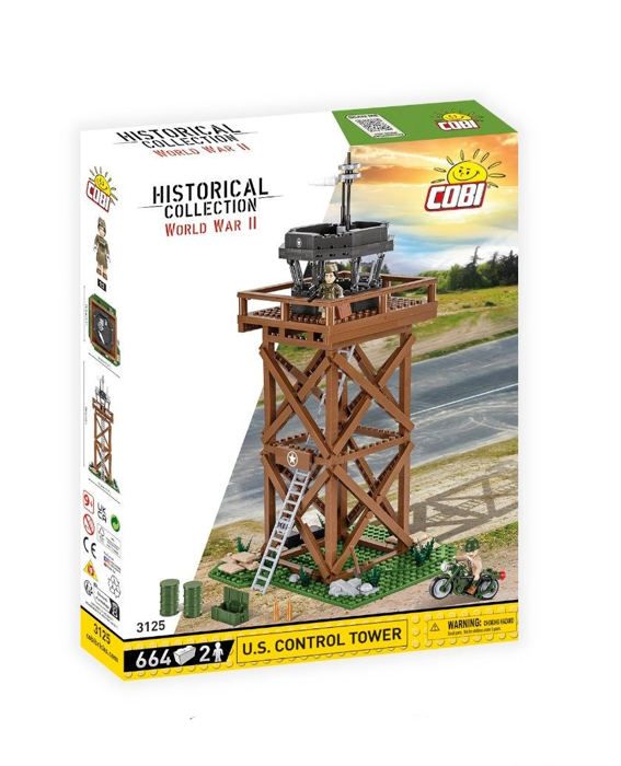 Byggsats - COBI - U.S. Kontrolltorn - Brun - 664 bitar - 2 figurer