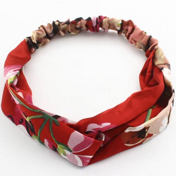 Snodd Huvudband - AVIZAR - Blommig Satäng Röd - Bekväm - Elegant - Chic