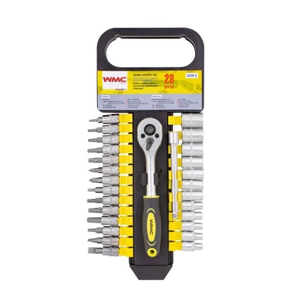 Skruvnyckelsats - WMC - WMC - 1/4" - 28 delar - Nycklar 4–13 mm, Torx/HEX/PH/SL-bitar
