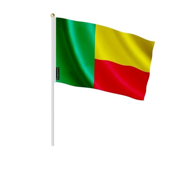Mini-Flaggor - Benin - 14 x 21 cm - Att Hålla i Hand - Polyester - 50 stycken - Pixelforma