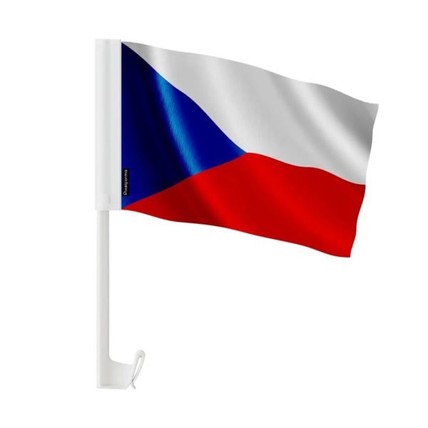 Tjeckisk Bilflagg – 14 x 21 cm – Polyester – Fäste för Fönster – 10 stycken – Pixelforma