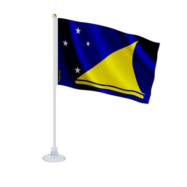 Mini Tokelau-flagga – Sugpropp – 14 x 21 cm – För Slät Yta – Polyester – 1 styck – Pixelforma