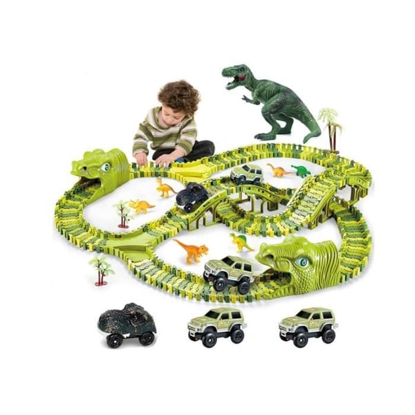 Dinosaurie leksaker järnvägar, set med 260 dinosauriebana, pedagogisk gåva för pojkar och flickor