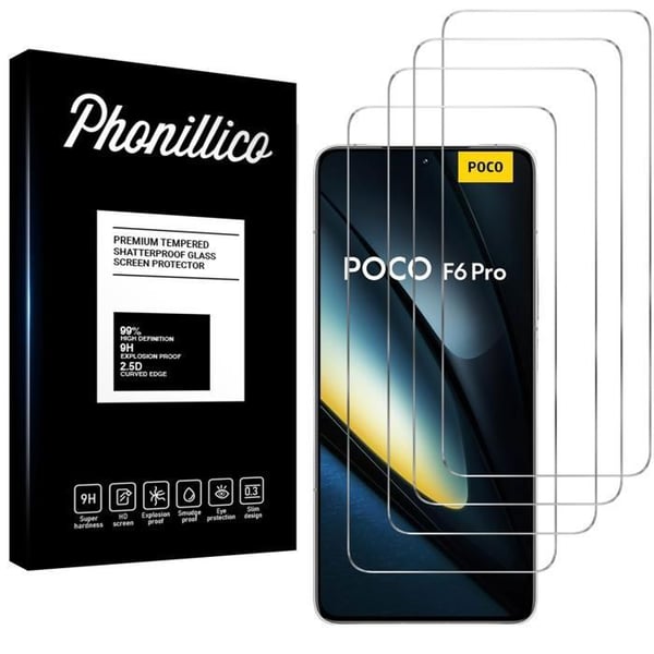 Härdat Glas för Xiaomi Poco F6 Pro 5G [Pack 4] Skärmskydd Phonillico