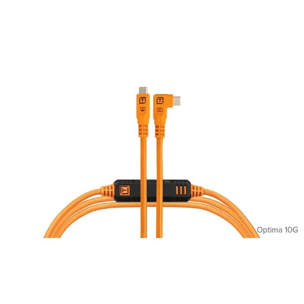 TETHER TOOLS USB-C till USB-C vinklad 90° TetherPro Optima 10Gbps CUC15RTG2 - Orange 4.60m