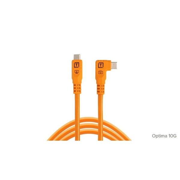 TETHER TOOLS USB-C till USB-C vinklad 90° TetherPro Optima 10Gbps CUC15RTG2 - Orange 4.60m