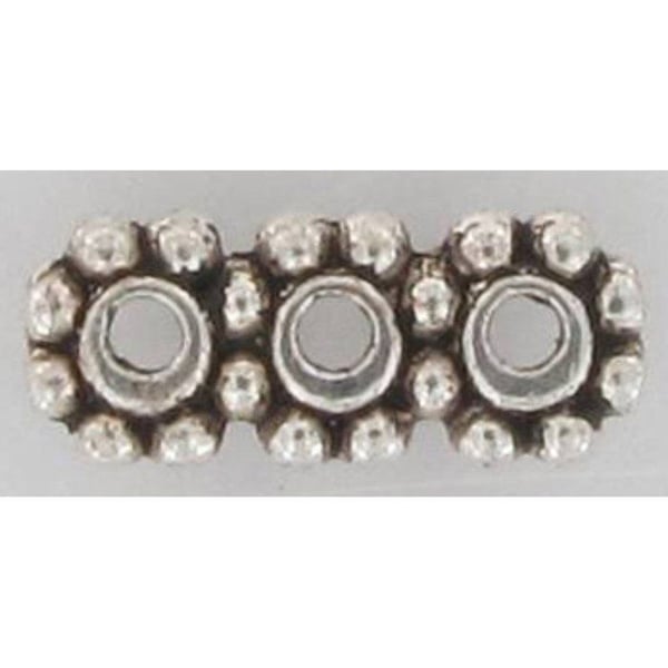 MégaCréa - Metallpärla Barette delare 3 rader Silverfärgad (förpackning med 10)