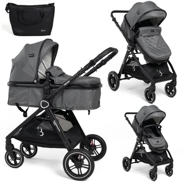 Bebelissimo - Cabriolet vagn - kombinerad - Cabriolet - 2 i 1 - vikt 0-22kg - Nicea - grå