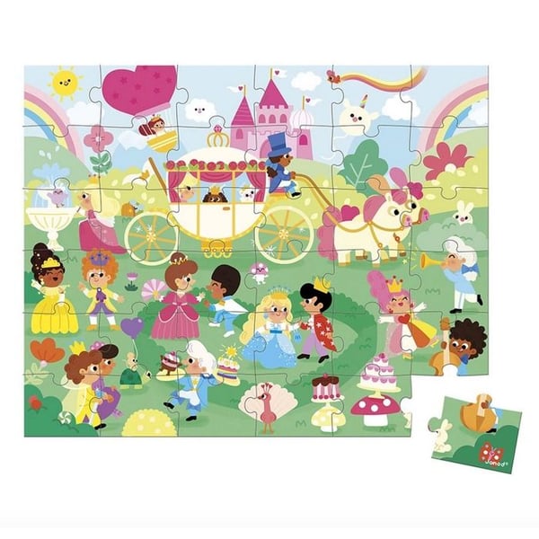 Pussel Prinsessor - 36 bitar - JANOD - J02391 - Lila - Kartong - Från 4 år