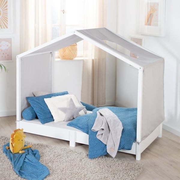 Lit Cabane au Sol 70 x 140 cm - ROBA - med Rullad Madrass och Lamellbotten - Vit