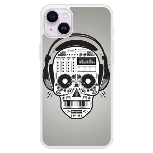 Förstärkt silikonfodral med tryck kompatibel med Apple iPhone 15 Plus Skull Music