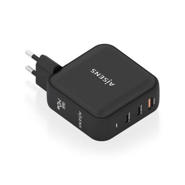 CARGADOR AISENS GAN 140W 2XUSB-C PD3.1 QC4.0 1XUSB-A QC3.0 SVART