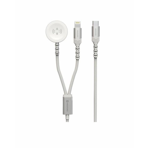 Strömkabel - SWISSTEN - 2in1 - USB-C och Lightning - 1,2 m - Vit