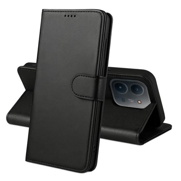 Skydd för Xiaomi Redmi 15C 4G - Svart Plånbok med Magnetflik och Kortfack Phonillico®