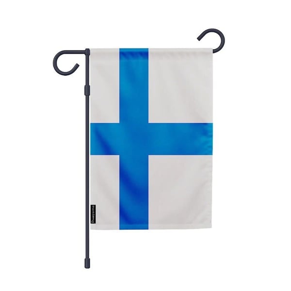 Finlands Trädgårdsflagga – 32 x 47.5 cm – Hållbar Polyester – Horisontellt Format – Utomhus – Pixelforma