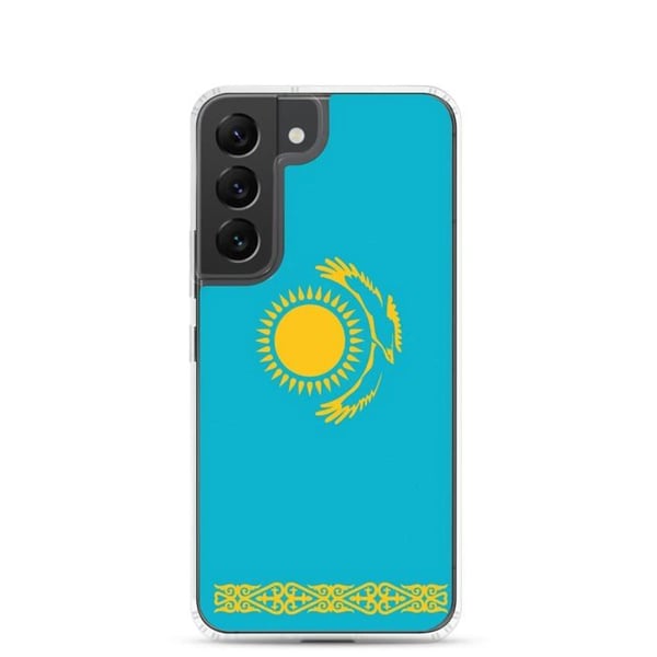 Mobilskal – Kazakstans flagga – Kompatibel med Samsung Galaxy S22 Ultra – Mjuk foder – Slitstark och stöttålig – Pixelforma
