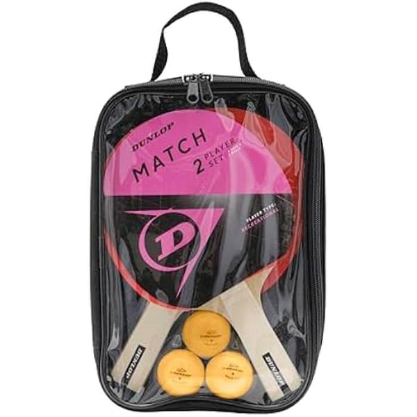 Bordtennis - DUNLOP - Match - 2 Racketar - 3 Bollar - Idealiskt för Nybörjare
