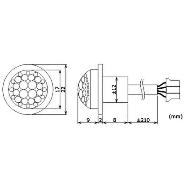 Rörelsedetektor - MINI - Inbyggd - 12 VDC - Infraröd - 8 m, 100°