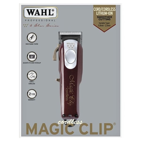 Hårklippare - Wahl - Magic Clip - Trådlös - Röd - 8 kammar inkluderade