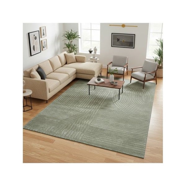 Inomhusmatta - MELIS HOME - Skulpterade geometriska mönster - 140x200 cm - Grön - Oeko-Tex certifierad