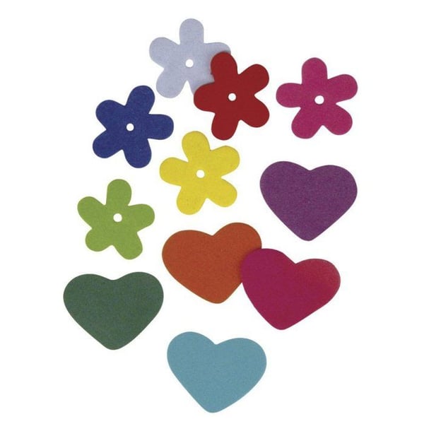 Skumgummi Blommor/Hjärtan 2,5-3cm, 2 sorter, 2,5-3cm, 140 stycken, assorterade